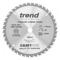 Trend CSB/19040A Craft saw blade 190mm x 40 teeth x 16mm