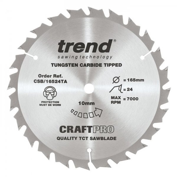 Trend CSB/16524TA Craft saw blade 165 x 24 teeth x 10 thin