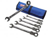 Faithfull FAISPARAT6SR Ratchet Combination Spanner Set in Tool Roll, 6 Piece