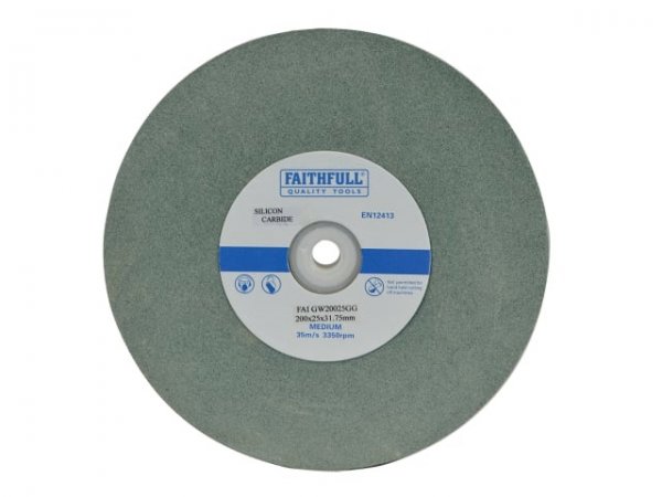 Faithfull FAIGW20025GG General Purpose Grinding Wheel 200 x 25mm Green Grit