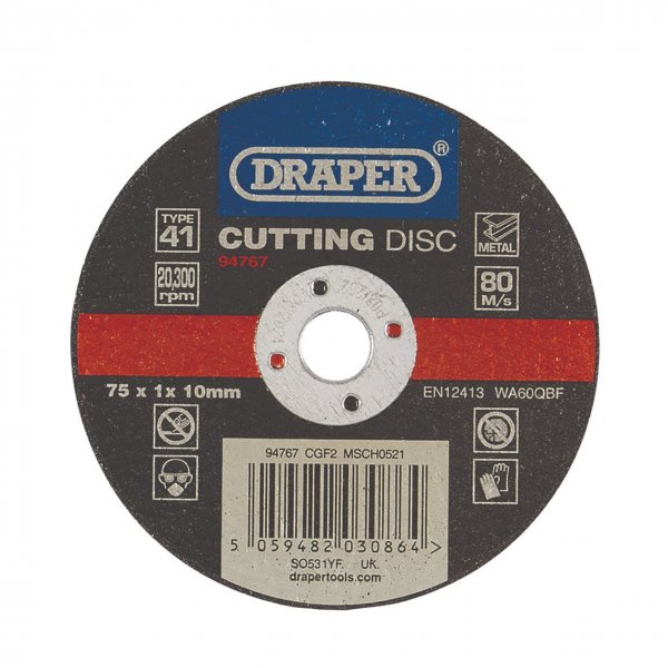 Draper 94767 Metal Cutting Disc, 75 x 1 x 10mm