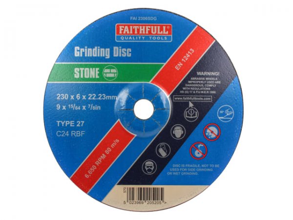 Faithfull FAI2306SDG Depressed Centre Stone Grinding Disc 230mm x 22.23mm