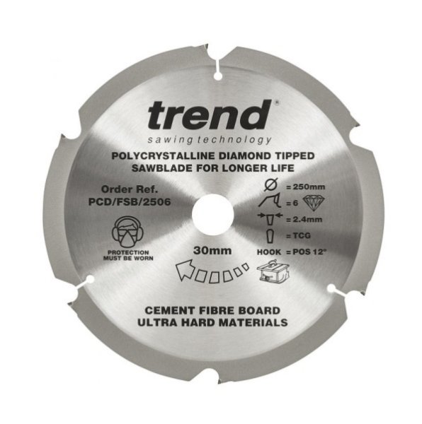 Trend PCD/FSB/2506 Fibreboard sawblade PCD 250mm x 6T x 30mm