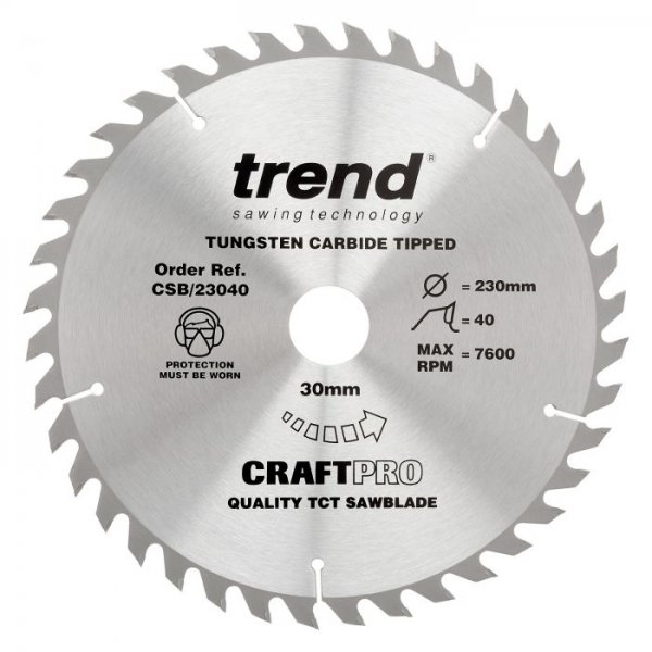 Trend CSB/23040 Craft saw blade 230mm x 40 teeth x 30mm