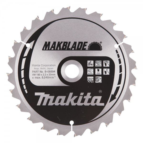 Makita B-32708 Saw Blade, Makblade T.C.T, 190 x 20 mm, 24 Teeth