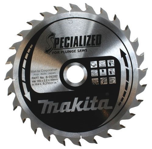 Makita B-09282 165mm x 20mm x 28 Teeth Specialized Plunge Saw Blade