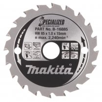 Makita B-16885 Circular saw blade, Specialized T.C.T, 85 x 15 mm, 20 Teeth