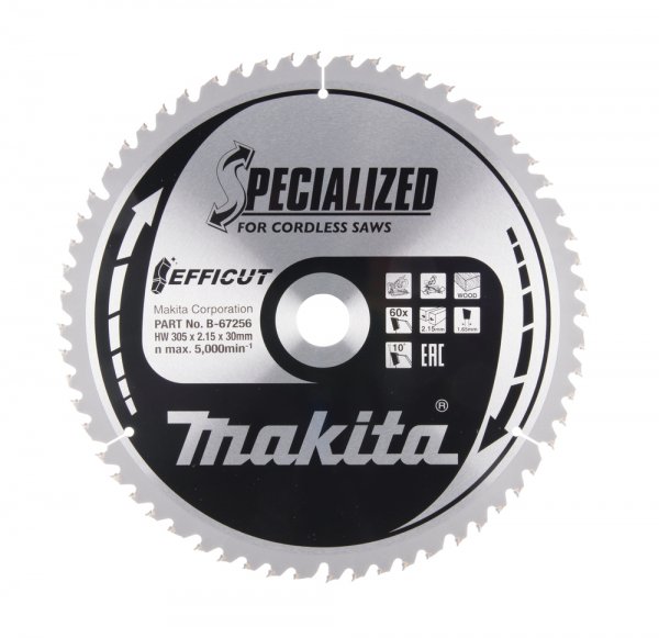 Makita B-67256 Circular saw blade, Efficut T.C.T, 305 x 30 mm, 60 Teeth