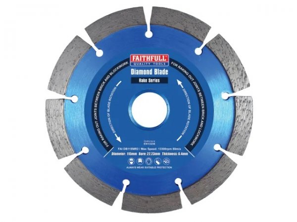 Faithfull FAIDB115MR2 Mortar Raking Diamond Blade 115mm x 22.23mm