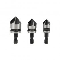 US.Pro 7124 Countersink Set 5 Flute 90 Degree Chamfer 3pc