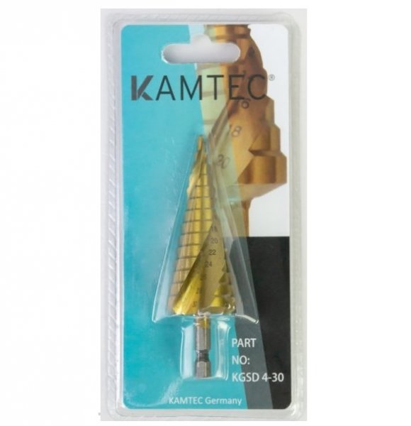 Kamtec KGSD4-30 Spiral Step Drill 1/4" Hex Shank 4-30mm