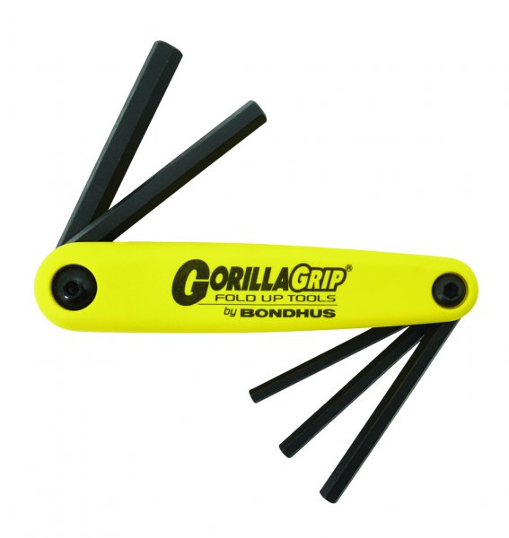 Bondhus HF5 Gorilla Grip Hex Key Fold Up Set - 5 pcs - 3/16inch - 3/8inch