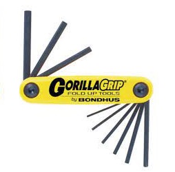 Bondhus HF9 Gorilla Grip Hex Key Fold Up Set - 9pcs - 5/64inch - 1/4inch