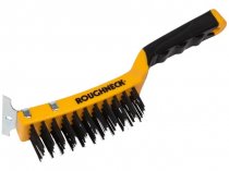 Routhneck ROU52042 Carbon Steel Wire Brush Soft Grip with Scraper 300mm (12in) - 4 Row