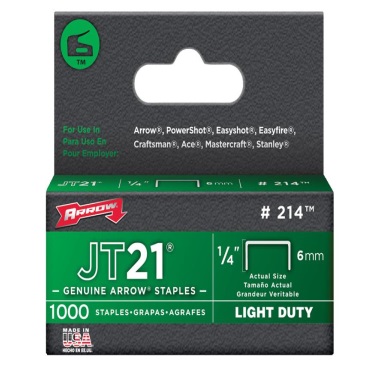 Arrow ARRJT2114S JT21 T27 Staples 6mm (1/4in) (Box 1000)