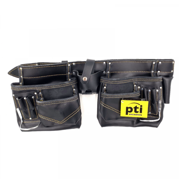 PTI PTI0108BLK Premium Black Leather Double Carpenter Tool Belt