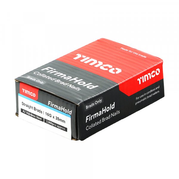 Timco BSS1625 FirmaHold Straight Stainless Steel Collated Brad Nails 16 Gauge 25mm