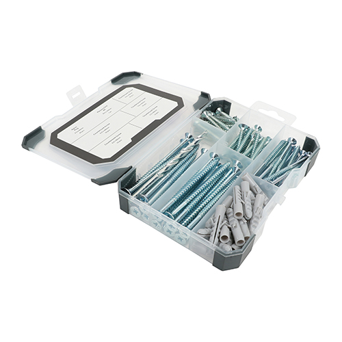 Timco TRAY300 Mixed Tray of Screws, Plugs and Drill Bit Zinc