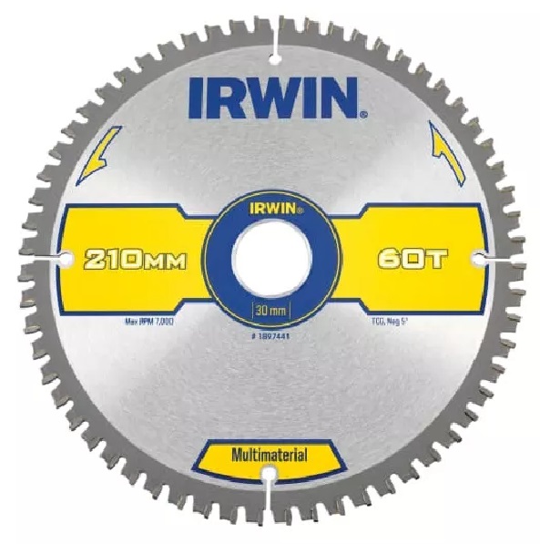 Irwin IRW1897441 Multi Material Circular Saw Blade 210 x 30mm x 60T TCG