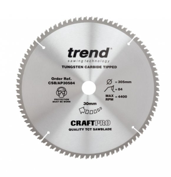 Trend CSB/AP30584 Craft Saw Blade Aluminium and Plastic 305mm x 84 teeth