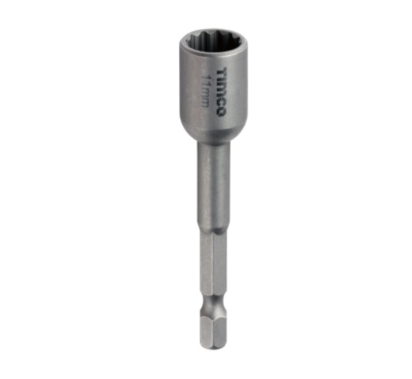 Timco 11BHSDB Magnetic Socket Driver Bit 1/4inch Shank 11mm Bi-Hex