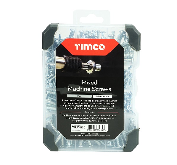 Timco TRAY500 Mixed Tray - Machine Screws - Zinc 320pcs