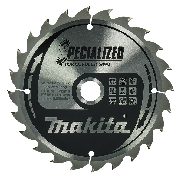 Makita B-32910 Specialized Cordless Saw Blade 165mm x 20mm x 24 Teeth