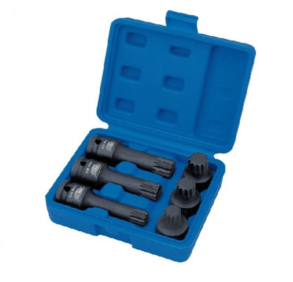 Draper 28881 Impact Spline Bit Set 1/2" Sq Dr (6 Piece)