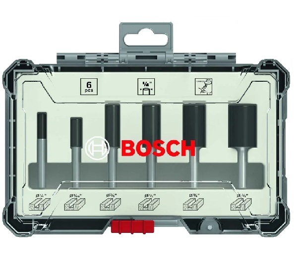 Bosch 2607017467 Straight 1/4in Shank Router Bit Set 6pc